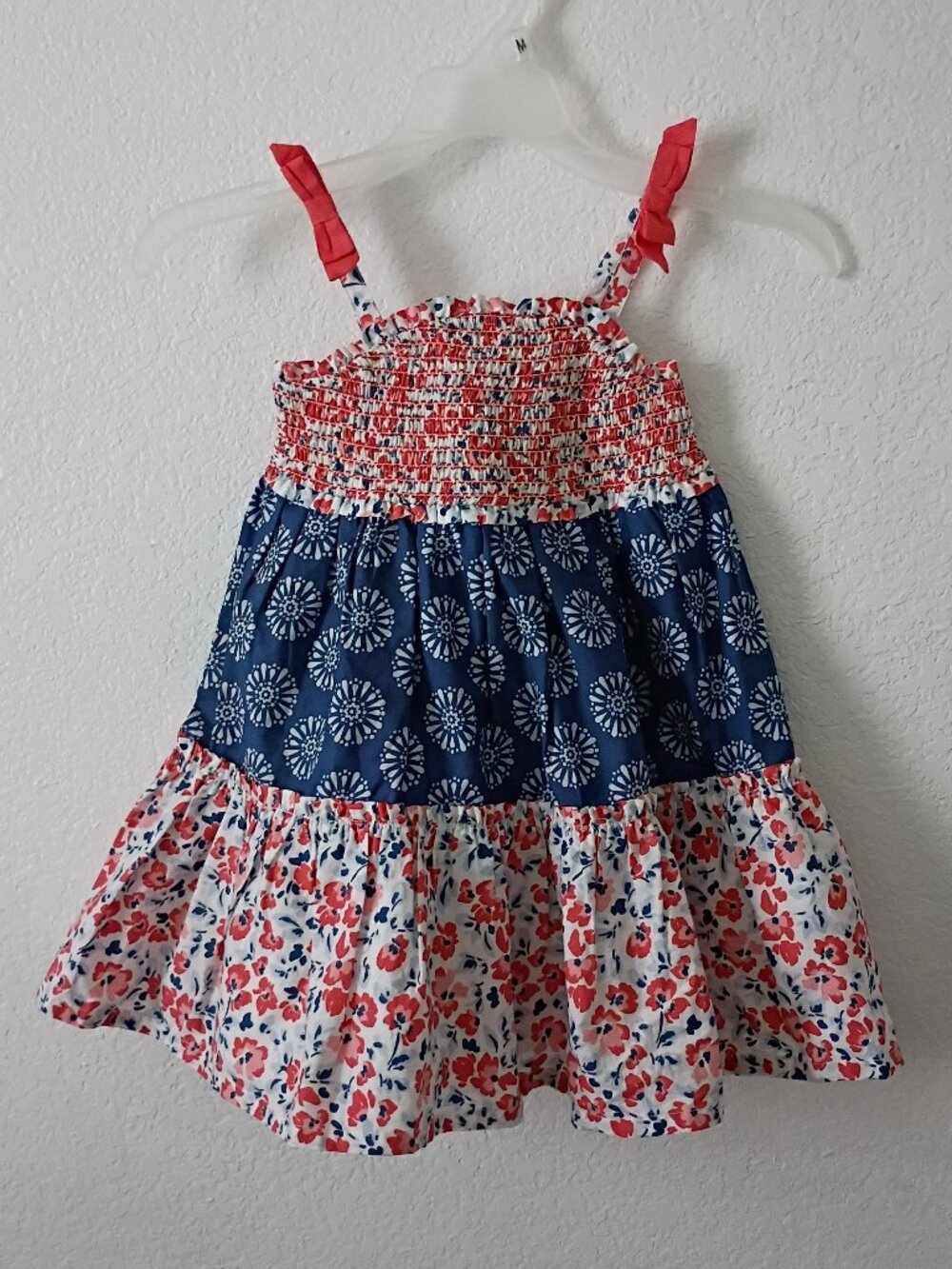 Tommy Bahama Little Girl Floral Tiered Sundress Red Blue White size 4